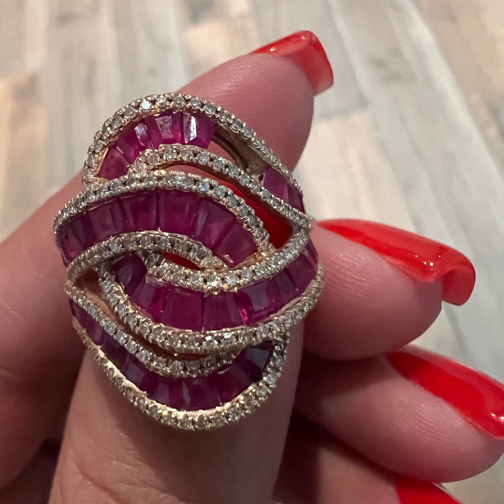 EFFY® Amoré Ruby (3-1/2 ct. t.w.) & Diamond (1/2 ct. t.w.) Ring in 14k Rose Gold